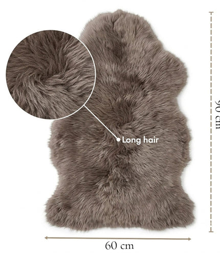 Genuine Taupe Sheepskin Natural Silky Soft Fluffy Real Wool Rug