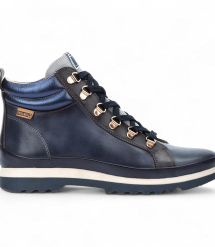 Pikolinos Women's Blue Leather Ankle Trainers Boots - Vigo