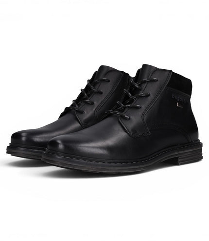 Bugatti Mens Black Leather Lace-up Chukka Ankle Boots - Rigalo Evo