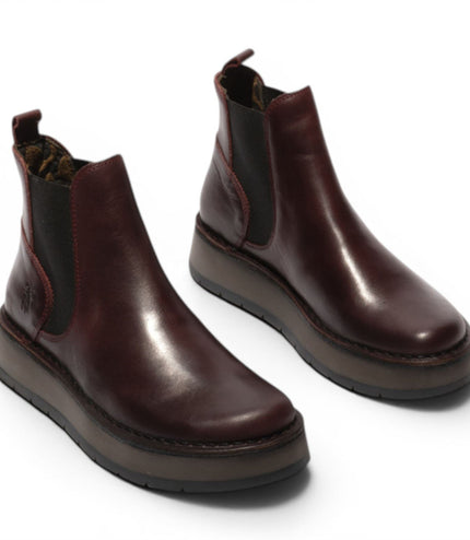Fly London Womens Wine Chelsea Leather Ankle Boots - RAWI131