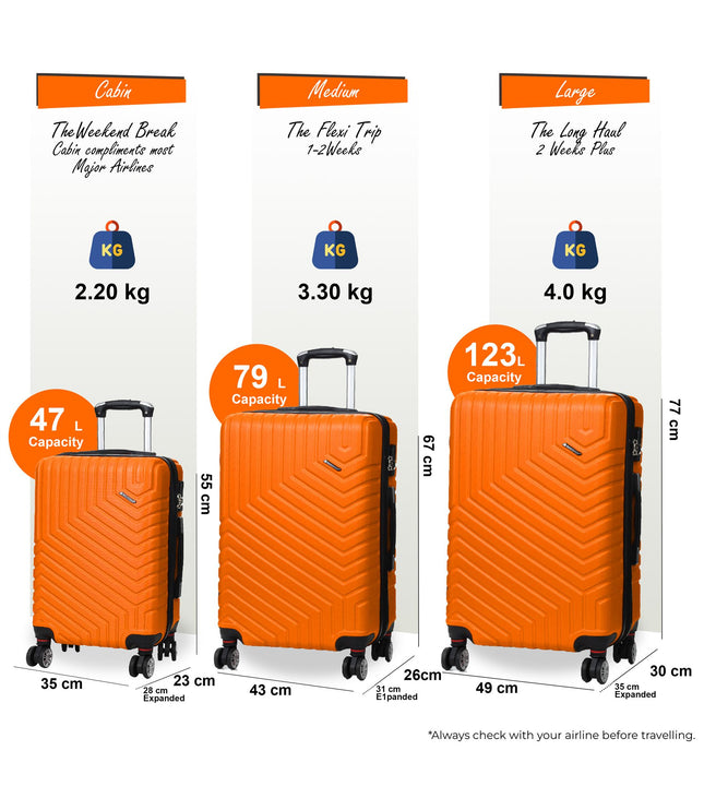 Bega Set of 3 Hard Shell Suitcase in Orange