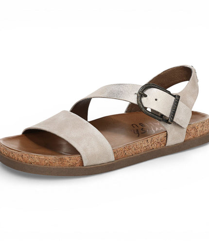 Blowfish Malibu Women's Cloud Silver Footbed Strappy Flat Sandals - Lance