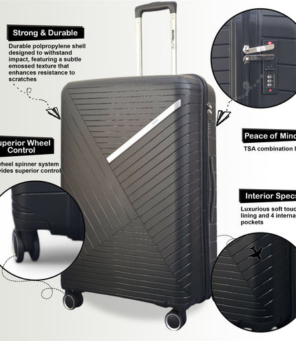Chita Set of 3 Hard Shell Suitcase in Black