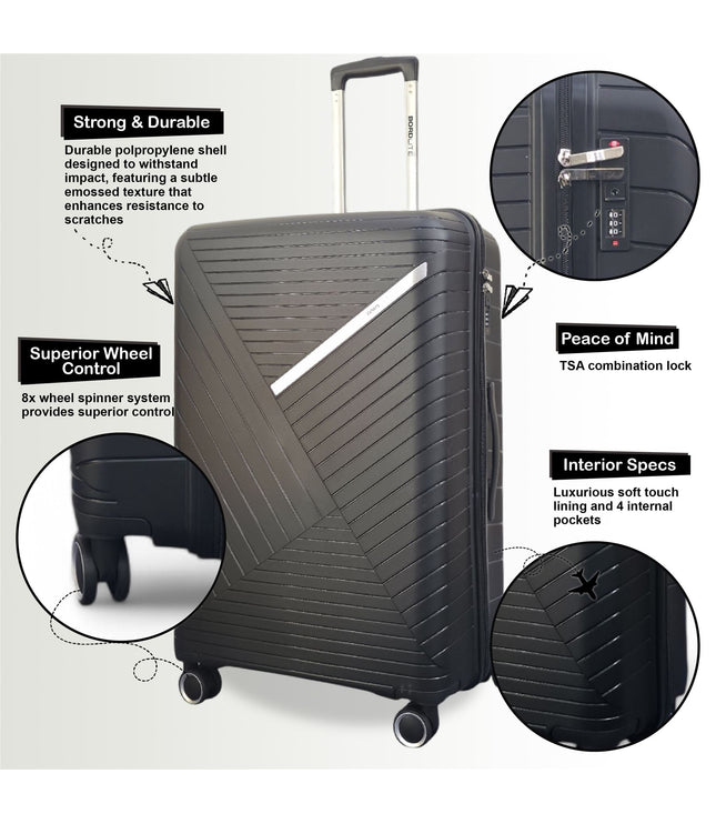 Chita Set of 3 Hard Shell Suitcase in Black