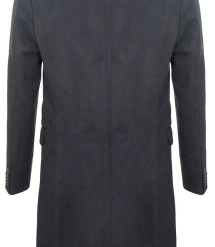 Mens 3/4 Black Long Double Breasted Overcoat Wool Coat Peaky Blinders