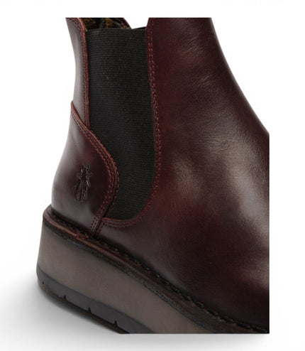 Fly London Womens Wine Chelsea Leather Ankle Boots - RAWI131