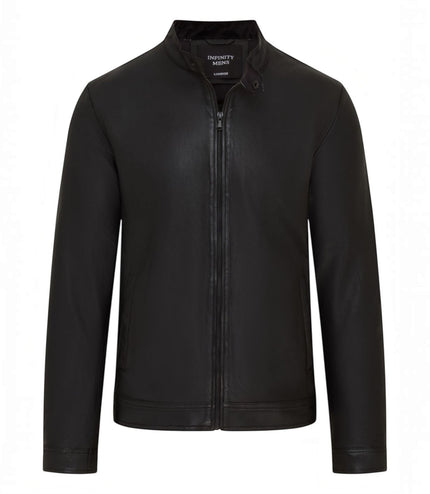 Mens Leather Black Racing Biker Jacket - Legar