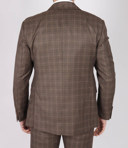Mens IM2 Classic Plain Brown 3 Piece Suit