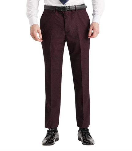 Men's Wine Suit Trouser Prince Of Wales Formal Trouser