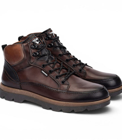 Pikolinos Men's Dark Brown Leather Lace-Up Ankle Boots - Vigo