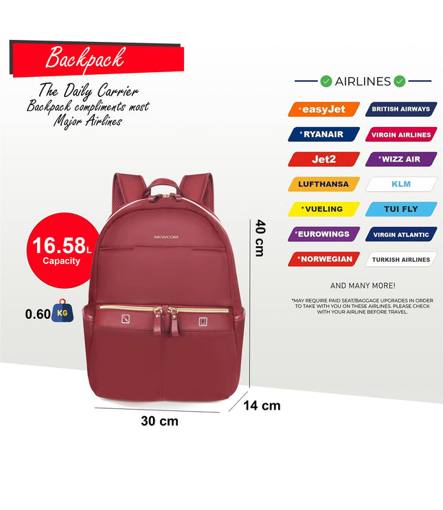 Backpack Rucksack 40 x 30 x 14 cm Red Underseat Travel Cabin Bag for Ryanair, Easy Jet