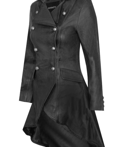 Womens Gothic Victorian Coat-Accra - Black