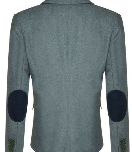 Womens Tweed Herringbone Green Wool 1920s Blazer