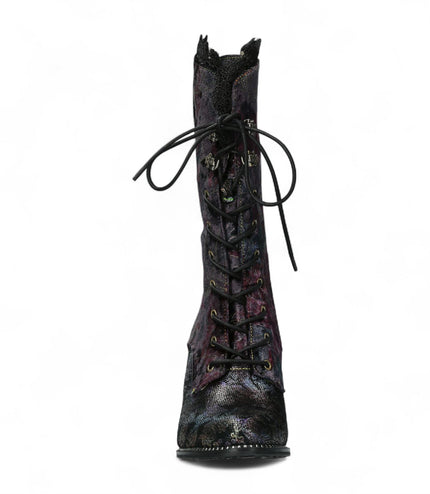 Laura Vita Alcbane 0351 Violet Floral Womens Gothic Victorian Leather Heeled High Boots