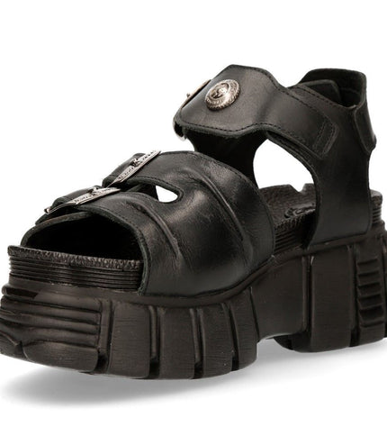 New Rock Unisex Metallic Black Punk Sandal Boots - M-BIOS101-C2