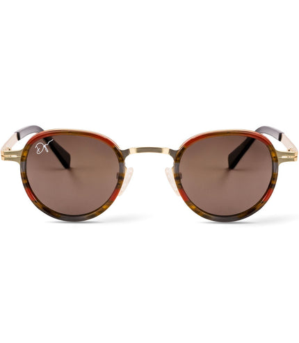 De-Gamme Gold Retro Round Polarized Sunglasses - Paris