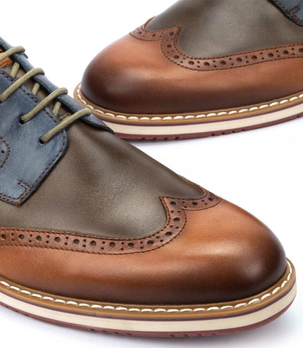 Pikolinos Men's Brandy Brown Leather Brogue Lace-Up Oxford Shoes - Avila