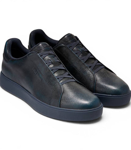 Cole Haan Men's GrandPro Luxe Mile Trainer Blue Leather Sneakers - C44436