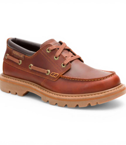 CAT (Caterpillar) Mens Dark Russet Brown Leather Low-Cut Boots - Colorado Boat Lo
