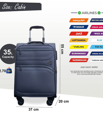 Corby Cabin Soft Shell Suitcase in Grey