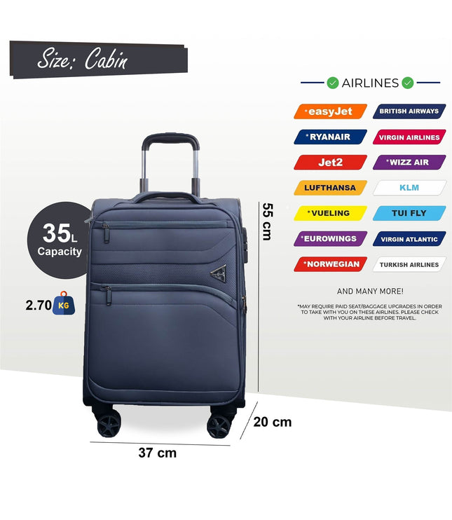 Corby Cabin Soft Shell Suitcase in Grey