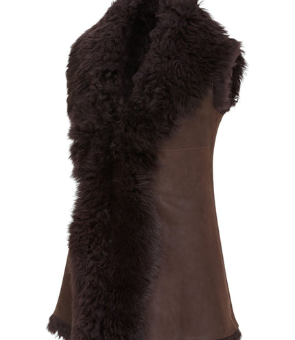 Women's Brown Toscana Shearling Nappa Leather Sheepskin Gilet - Parkes