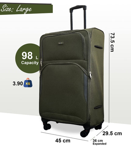 Gosford Large Soft Shell Suitcase in Green