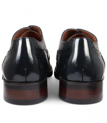 Justin Reess Men's Blue Patent Leather Brogue Formal Shoes - Harry