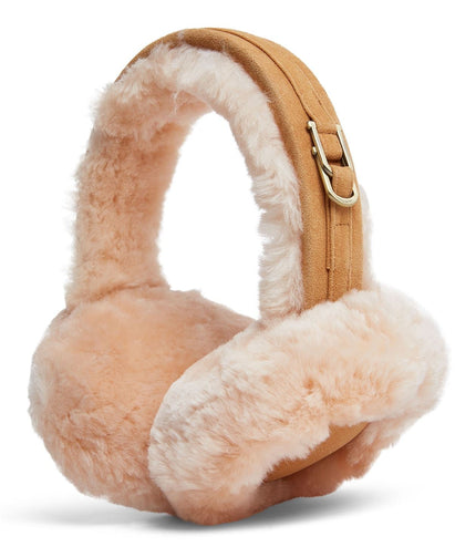 Womens Sheepskin Shearling Winter Ear Muffs Warm Comfortable - Tan