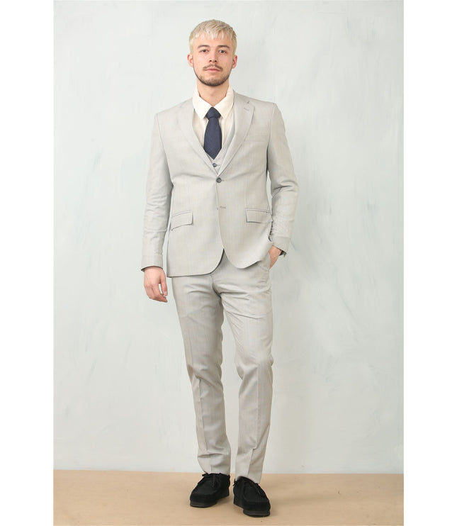 Men's 3 Piece Prince Of Wales Grey Suit Workwear