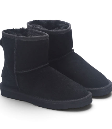 Women’s Black Genuine Sheepskin Real Fur Winter Ankle Boots - Frost
