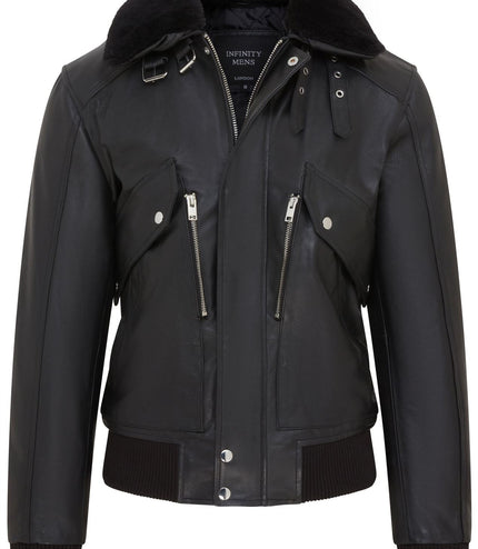 Men's Air Force A2 USAF Black Aviator Bomber Leather Cowhide Jacket