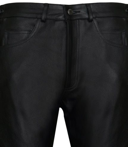 Mens Laced Leather Biker Jeans-Utah