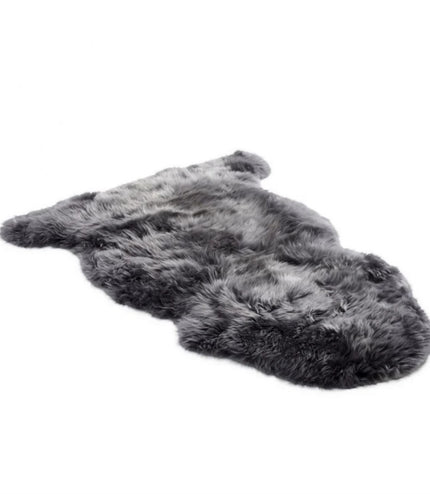 Genuine Charcoal Grey Sheepskin Natural Silky Soft Fluffy Real Wool Rug