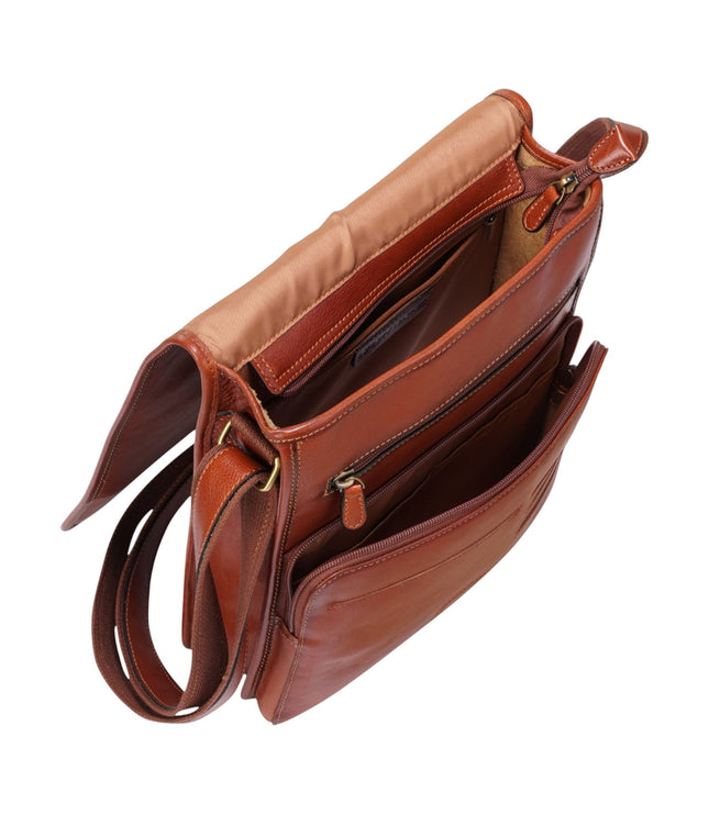 Leather Vintage Tan Messenger Shoulder Crossbody Travel Business Bag - Ranger