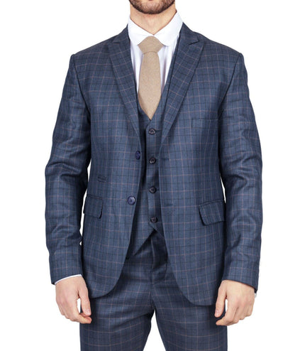 Mens IM2 Classic Plain Blue 3 Piece Suit