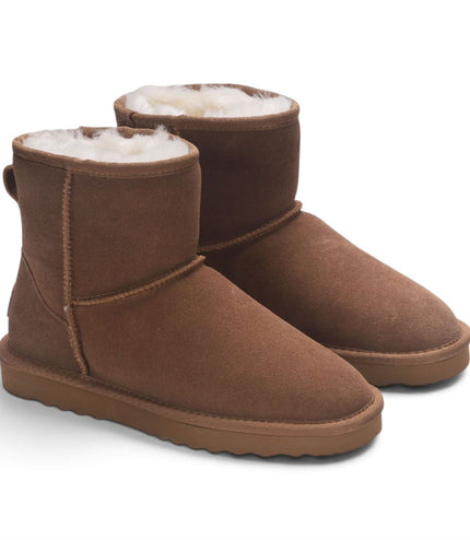 Women’s Chestnut Tan Genuine Sheepskin Real Fur Winter Ankle Boots - Frost