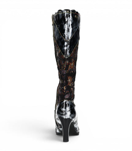 Laura Vita Womens Victorian Black Leather Lace-Up Long Heel High Boots - Alcbaneo-158