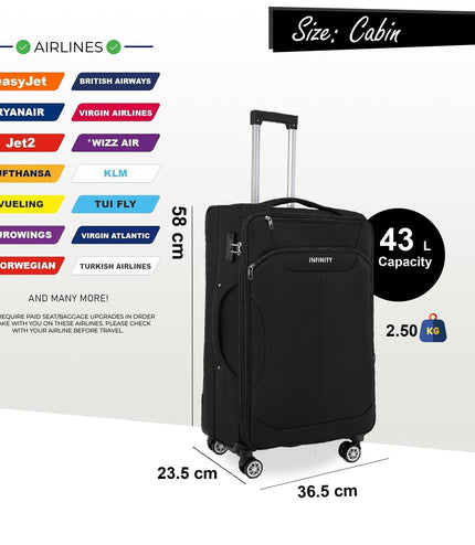 Delta Cabin Hard Shell Suitcase in Black