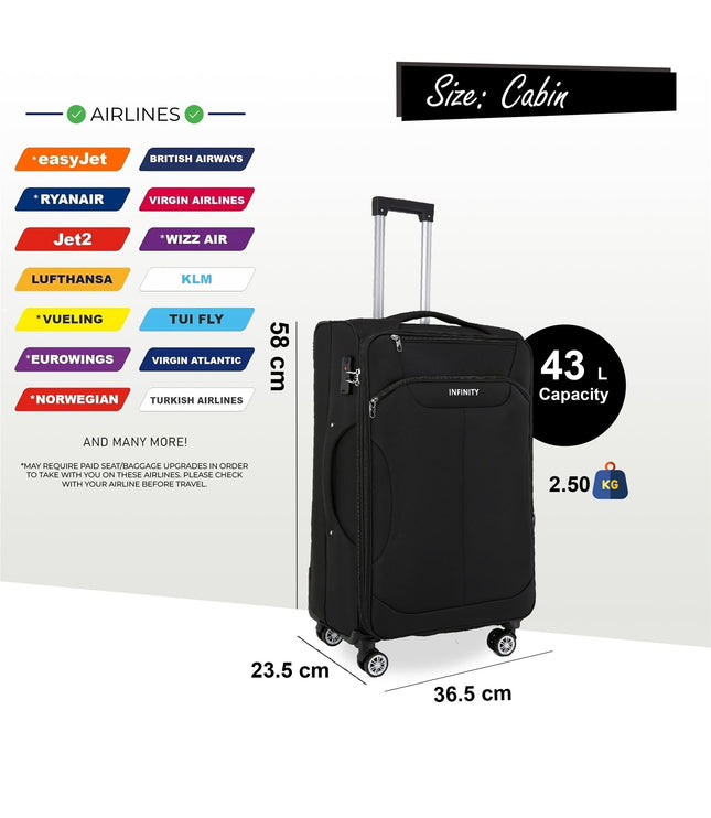 Delta Cabin Hard Shell Suitcase in Black