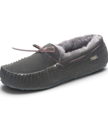 Men’s Olive Green Genuine Sheepskin Moccasin Winter Slippers - Flint