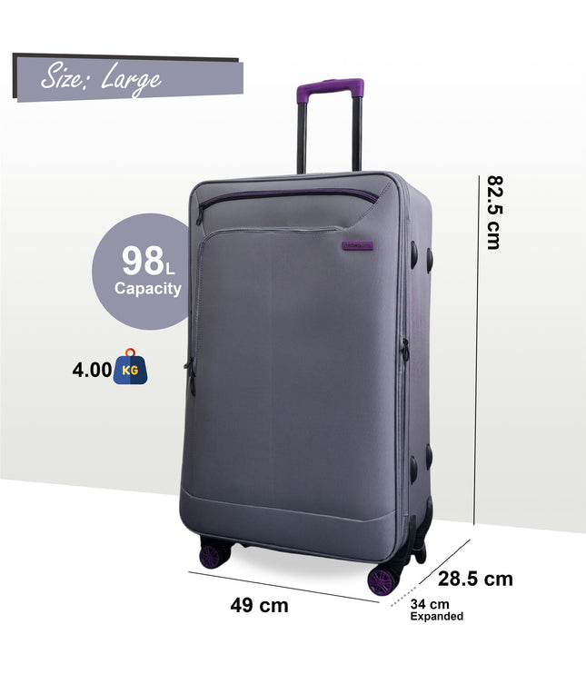 Handa Large Soft Shell Suitcase in Grey