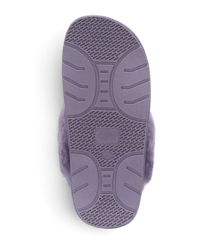 Women's Genuine Sheepskin Purple Suede Mule Winter Slippers - Luna