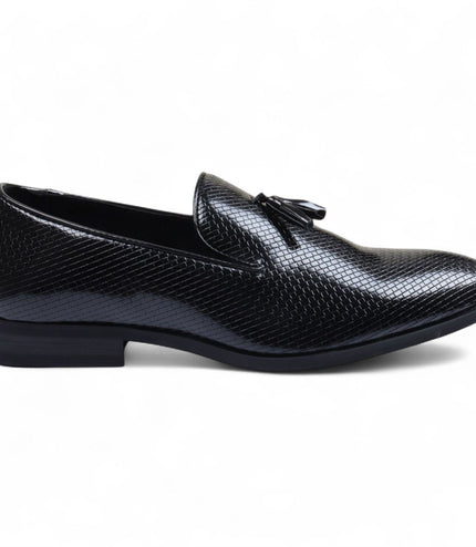 Men's Black Formal Tassel Loafers Slip-On Leather Shoes