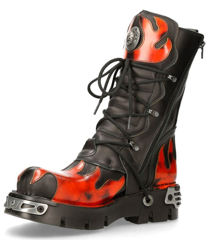 Inner side view of New Rock 591-S1 boot highlighting functional side zip closure