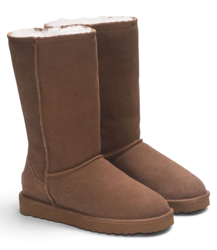 Women’s Chestnut Genuine Sheepskin Fur-Lined Winter Mid-Calf Boots