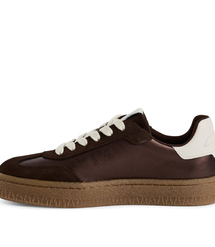 Tamaris Womens Brown White Suede Leather Fashion Lace Up Sneakers