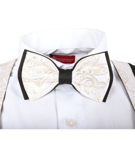 Men's 4 Piece White Paisley Wedding Suit Tailor Fit