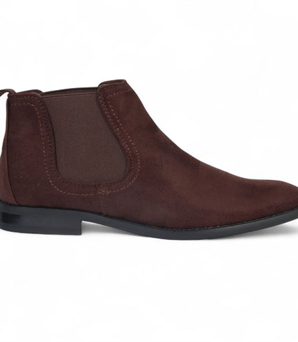 Men's Brown Suede Chelsea Boots Real Leather Lined Slip-On