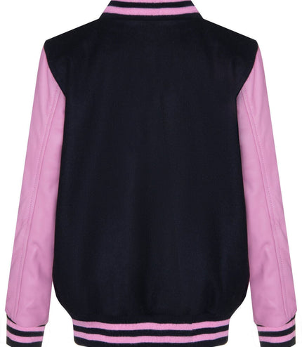 Kids Varsity Bomber Jacket with Real Leather Sleeves